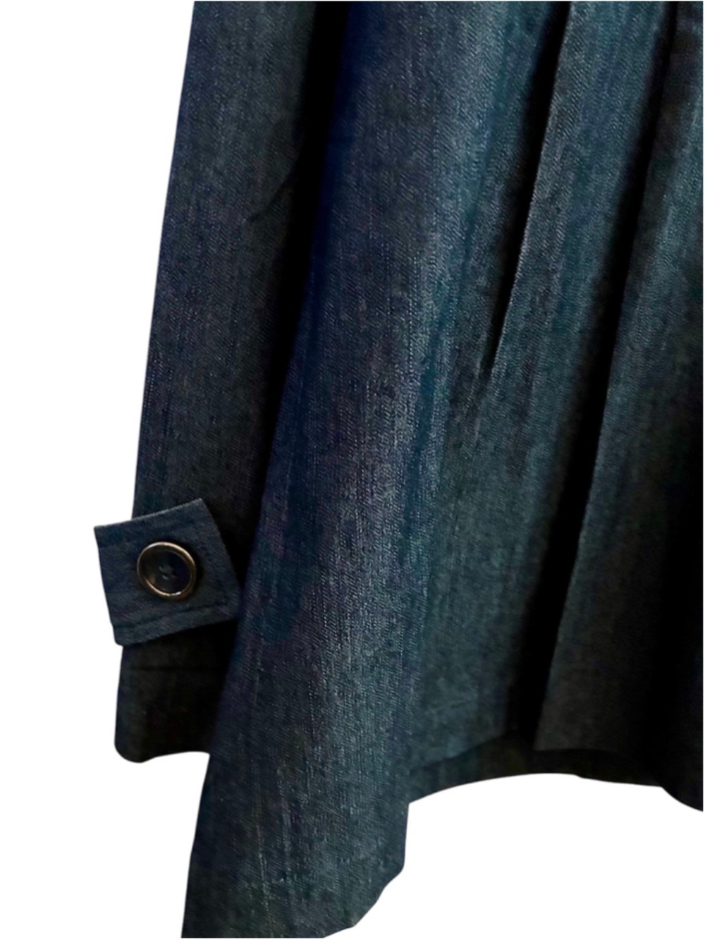 Sandro Woman Blue Denim Trench Coat Button Front Epaulets Plus Size 1X - Picture 6 of 11